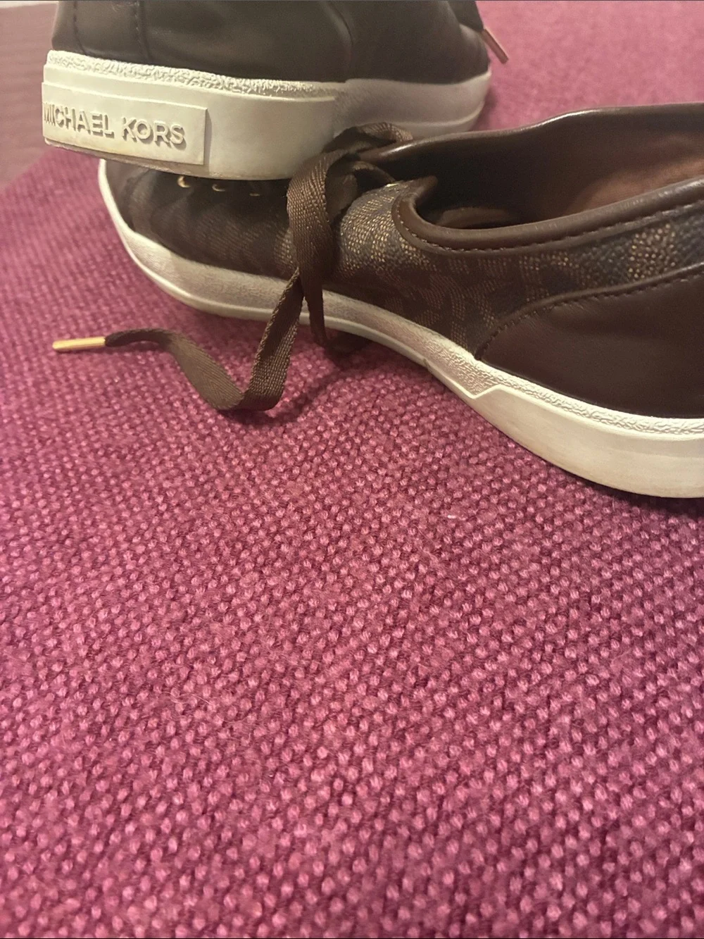 Michael Kors Brown Logo Low-Top Sneakers with Gold Accents